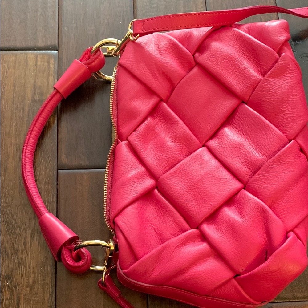 Valentina Fiore Hot Pink Quilted Leather Bag Made in Italy 🇮🇹 EUC - Picture 7 of 7